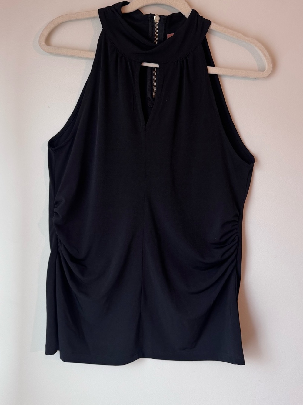 Belldini Black Sleeveless halter Mock Neck Tank with Side Ruching